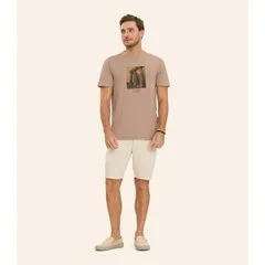 Camiseta Masculina em Meia Malha Diametro Marrom