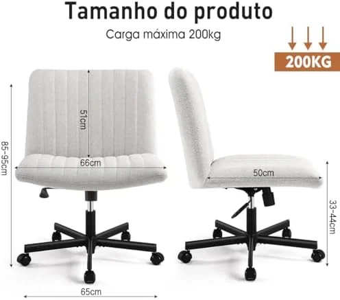 Cadeira de Escritório Python Fly Leisure, Assento Extra Grande e Largo em Tecido (Cinza)