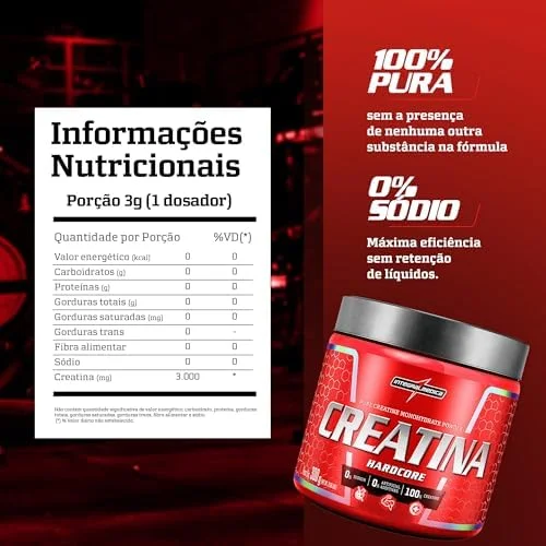Integralmedica - Creatina em Pó Hardcore 100% Pura e Monohidratada - 300g