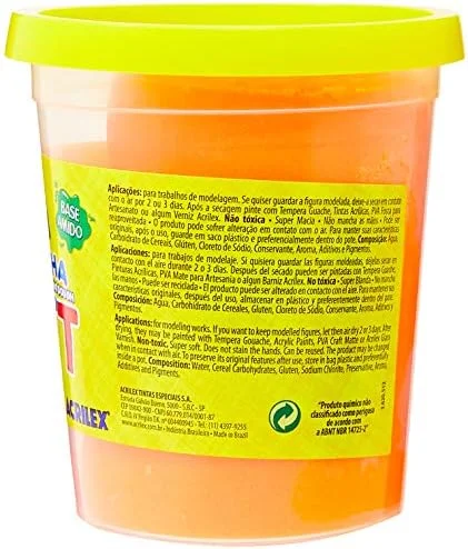 Acrilex Soft Massa de Modelar, Laranja, 500 g