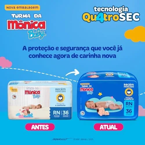 Fralda Turma da Mônica Baby Jumbo RN 36 Unidades