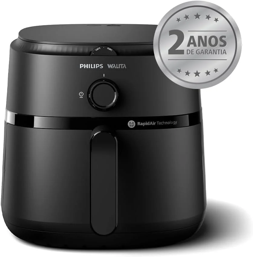 Philips Walita Fritadeira Airfryer Série 1000 XL - 6,2 litros, Tecnologia RapidAir, 12 Modos de Preparo, Até 90% Menos Óleo, 2 anos de garantia, Controle Analógico, Preta, 220v (NA130/09)