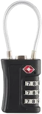Cadeado com Segredo TSA 3 Dígitos para Mala de Viagem Mochila e Armário de Academia, Trava de Segurança em Aço Reforçado, Cor Preto (Preto)