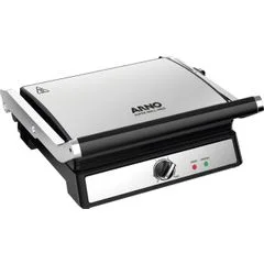 Super Grill e Sanduicheira Arno Inox com Abertura 180 Graus e Placas Antiaderentes GGRA