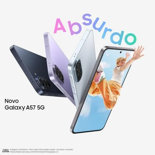 Celular Samsung Galaxy A57 5G 128GB, 8GB RAM, Câmera Tripla de até 50MP OIS, Selfie de 12MP Video HDR, IP68, Tela Super AMOLED 6.7", NFC, Recursos AI, Até 6 Atualizações de Android e Segurança (Lilás)