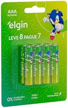 Pilha Alcalina AAA com 8 unidades Elgin Palito