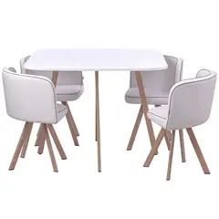 Just Home Collection - Conjunto Mesa de Jantar Pizza Branco 4 Cadeiras