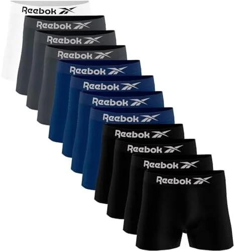 Kit 12 Cuecas Boxer Reebok Masculinas Microfibra Adulto Box Sem Costura