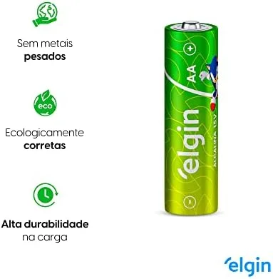 Pilha Alcalina AA com 16 unidades Elgin Comum