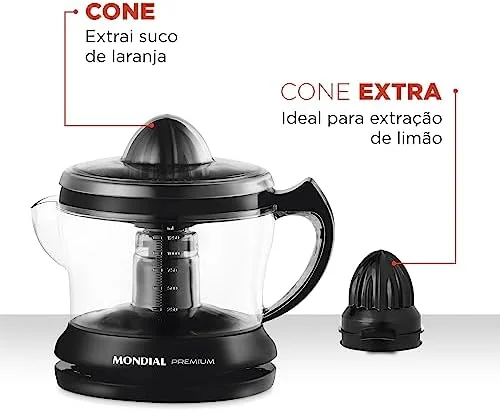 MONDIAL Espremedor Premium, Preto, 30W, 220V - E-02