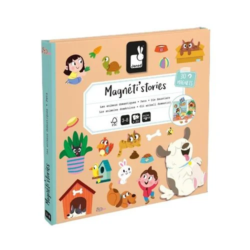 Livro Magnético Infantil - Histórias Magnéticas - Pets - Janod