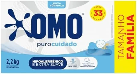 Lava-Roupas em Pó Omo Puro Cuidado Caixa 2,2kg Tamanho Família