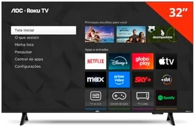 Smart TV LCD LED 32" AOC 32S5155/78G - Wi-Fi, HD, Quad Core, Dolby Áudio, 60 Hz