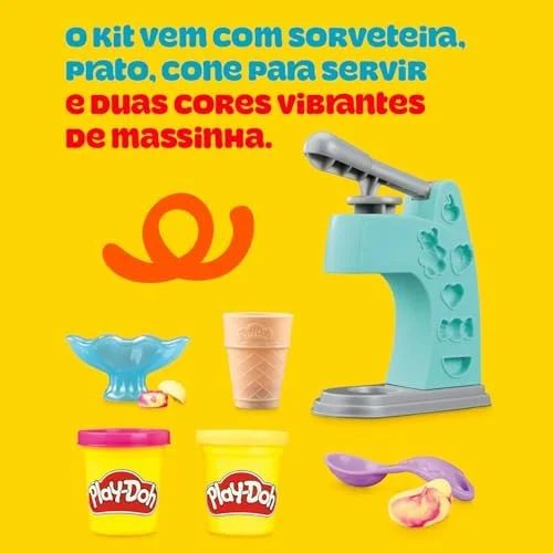 Play-Doh, Massinha de Modelar Infantil, Mini Sorveteria Divertida - Conjunto de Brinquedo com Acessórios e 2 Potes - A partir de 3 Anos