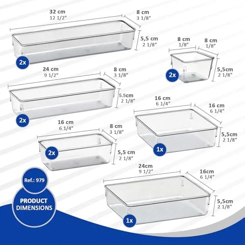 Acrimet Organizador Modular de Gavetas Transparente, Kit com 10 Potes
