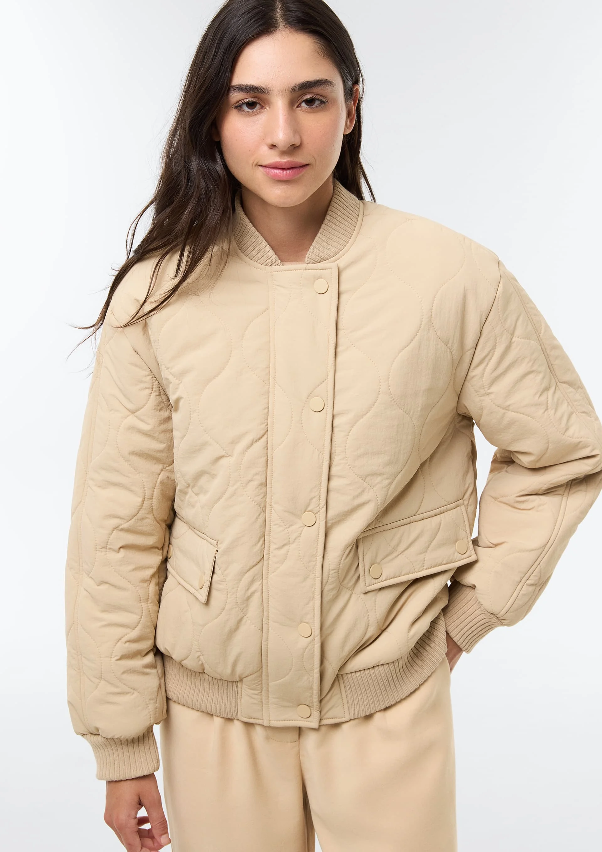 Jaqueta Feminina Bomber Puffer - Bege