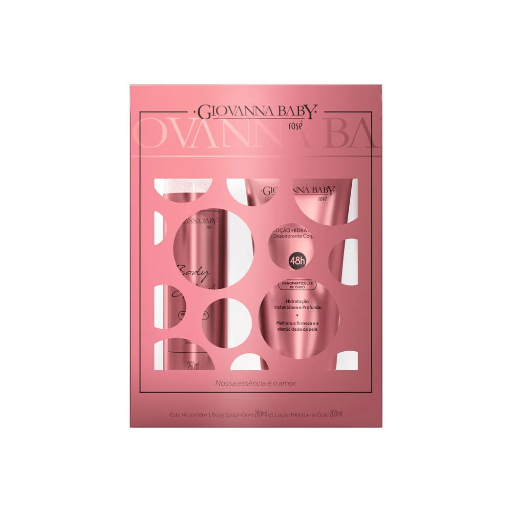 Kit Giovanna Baby Rosé Body Splash Gold 260ml + Loção Hidratante Gold 200ml