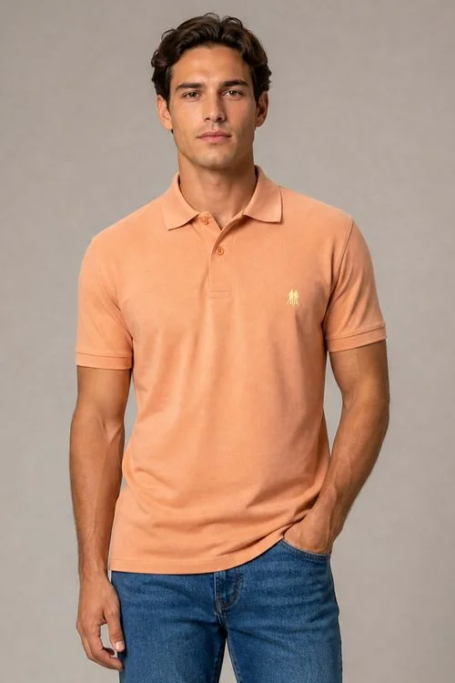 Polo Piquet Com Botão Lisa Polo Wear Rosa