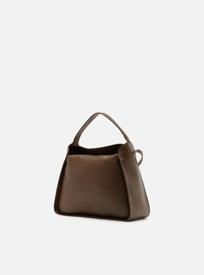 Bolsa Tote Marrom Pequena Granulada