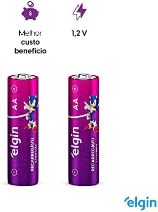 Pilha recarregável AA 2700Mah Elgin Com 4 unidades Comum