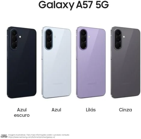 Celular Samsung Galaxy A57 5G 128GB, 8GB RAM, Câmera Tripla de até 50MP OIS, Selfie de 12MP Video HDR, IP68, Tela Super AMOLED 6.7", NFC, Recursos AI, Até 6 Atualizações de Android e Segurança (Lilás)