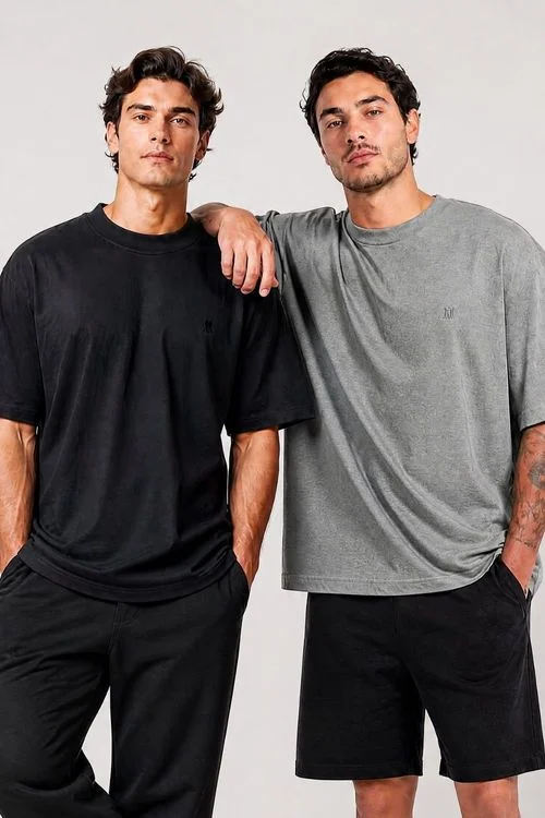 Kit 2 Camisetas Over Masculina Polo Wear Preto-Mescla