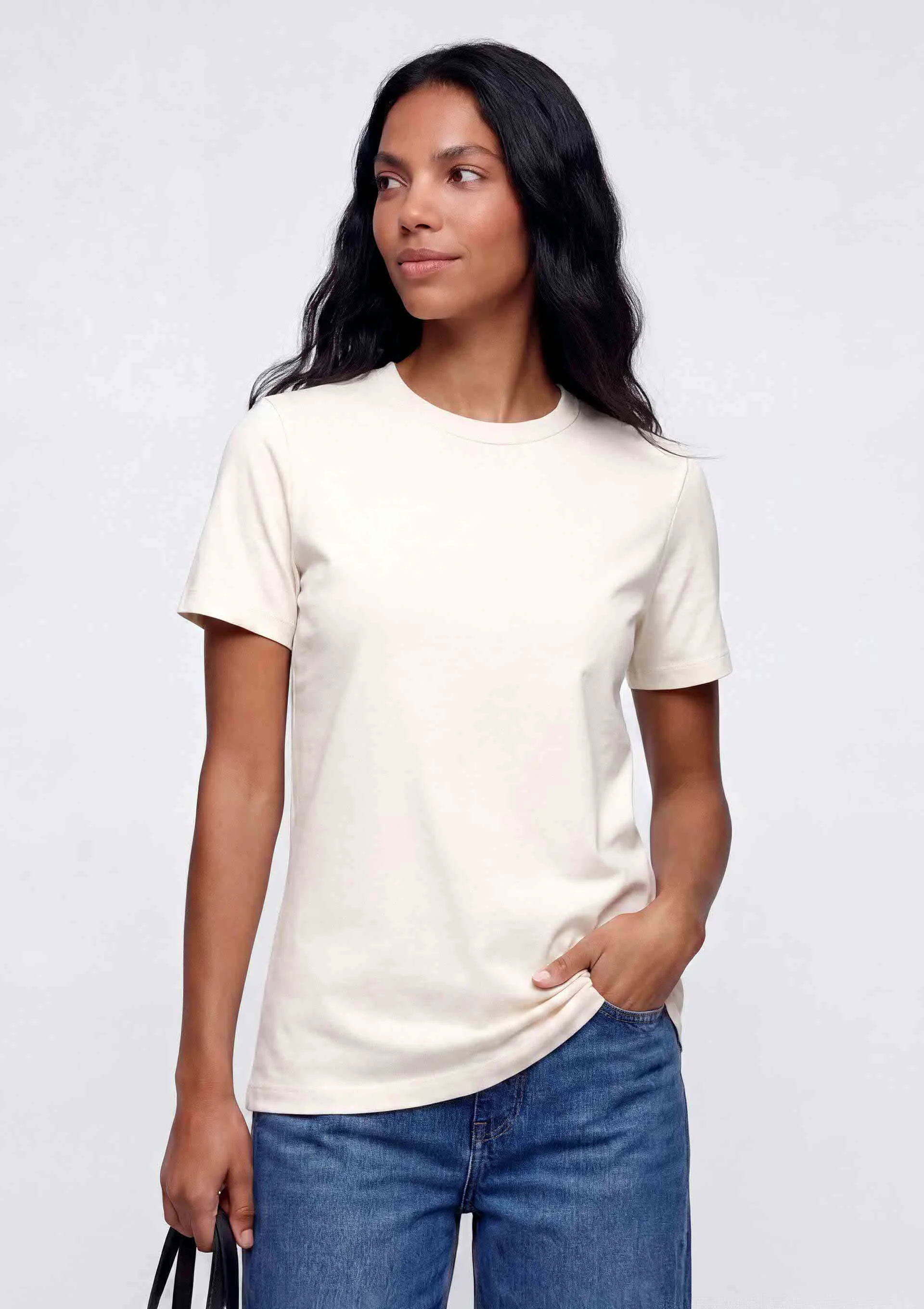 Camiseta Feminina Boxy Manga Curta - Creme