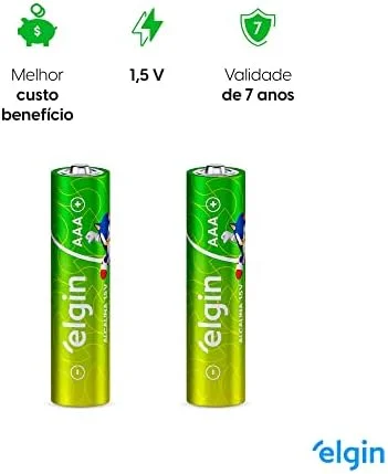 Pilha Alcalina AAA com 8 unidades Elgin Palito