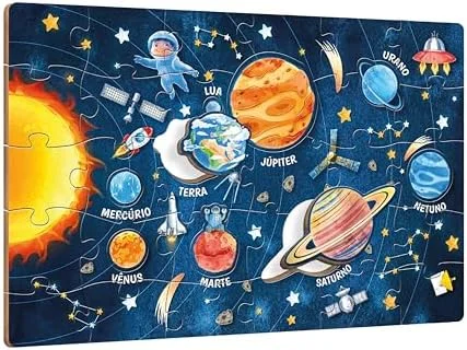 Pais & Filhos | Quebra-Cabeça Viagem Ao Espaço 30 Peças | Brinquedo Educativo 4+ | Coordenação Motora e Raciocínio | Tema Astronauta e Planetas